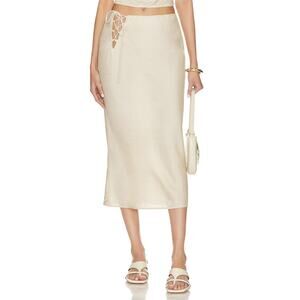 Revolve Song Of Style Noa Midi Skirt Linen Blend Lighweight Sexy Boho Chic Small